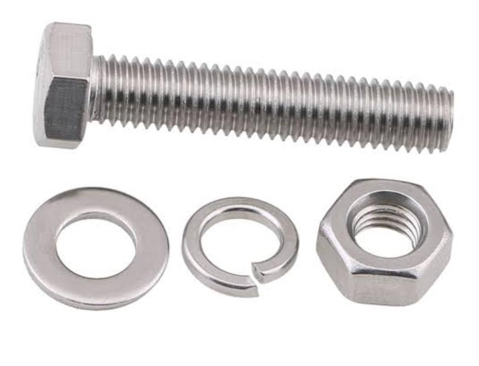 SS Nut Bolt Washer Set | Stainless Steel Heavy Duty Fasteners for Marine Construction Food Processing Machinery Applications | Rust Proof A2/A4 DIN 934 Standard